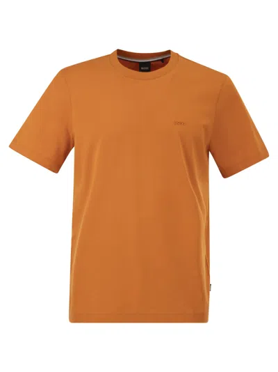 Hugo Boss Boss Cotton Jersey T Shirt With Logo In Orange