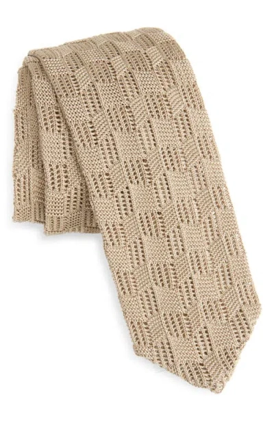 Hugo Boss Boss Cotton Knit Tie In Brown