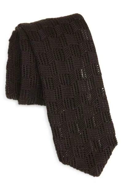 Hugo Boss Boss Cotton Knit Tie In Brown
