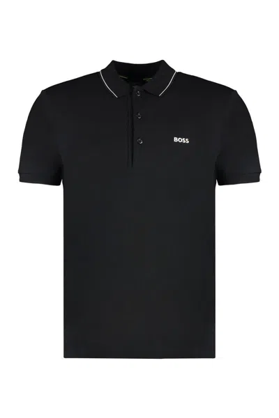 Hugo Boss Boss Cotton-piqué Polo Shirt In Black