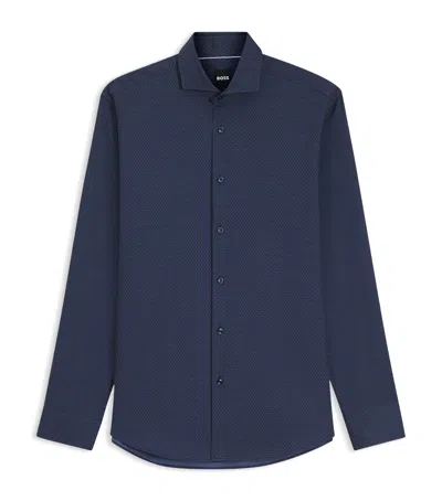 Hugo Boss Boss Cotton Polka-dot Shirt In Blue