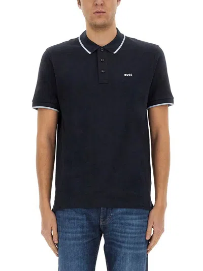 Hugo Boss Boss Cotton Polo In Blue