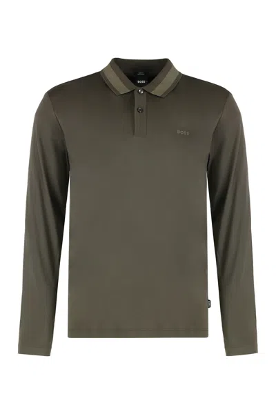Hugo Boss Boss Cotton Polo In Gray
