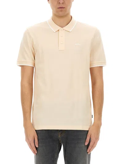 Hugo Boss Boss Cotton Polo In Metallic