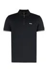 Hugo Boss Structured-cotton Polo Shirt With Zip Neck In Black