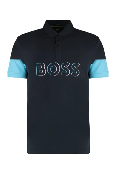 Hugo Boss Boss Cotton Polo Shirt In Blue