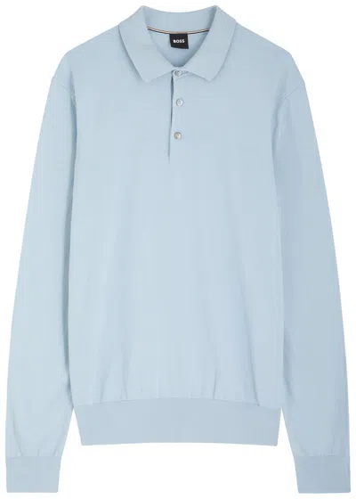 Hugo Boss Boss Cotton Polo Shirt In Light Blue