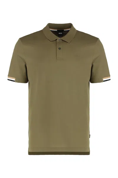 Hugo Boss Boss Cotton Short Sleeve Polo In Green