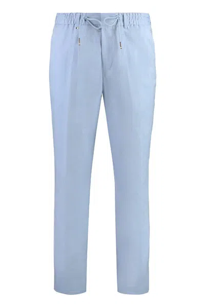 Hugo Boss Trousers Cotton Elastic Waistband In Blue