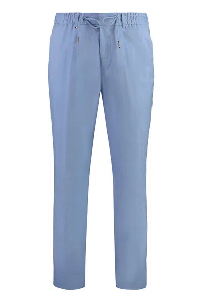Hugo Boss Boss Cotton Trousers In Blue