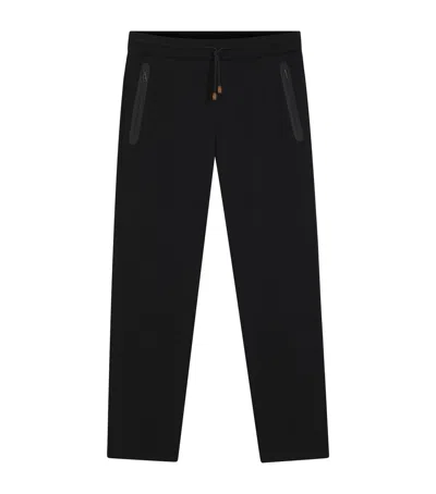 Hugo Boss Boss Cotton-wool-blend Straight Sweatpants In Black