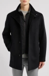 Hugo Boss Relaxed-fit Short Coat In Wool And Cashmere In Black