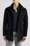 Hugo Boss Boss Coxtan Virgin Wool Blend Coat With Bib In Dark Blue