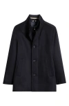 Hugo Boss Boss Coxtan Virgin Wool Blend Coat With Bib In Dark Blue