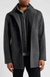 Hugo Boss Boss Coxtan Virgin Wool Blend Coat With Bib In Medium Grey