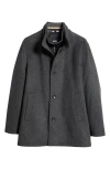 Hugo Boss Boss Coxtan Virgin Wool Blend Coat With Bib In Medium Grey