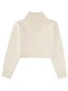 Hugo Boss Boss Cropped Sweater With Doubled Collar In Neutral