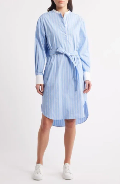 Hugo Boss Boss Dabime Long Sleeve Shirtdress In Chambray Blue Stripe