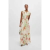 Hugo Boss Dacrina Floral Mirage Tiered Maxi Dress In Pink