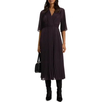 Hugo Boss Boss Dailey Pleated Midi Dress In Dark Carmine