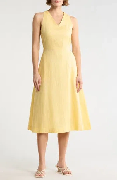 Hugo Boss Boss Daisco Sleeveless Midi Dress In Yellow