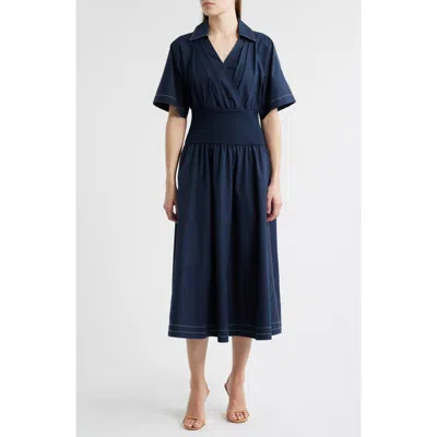 Hugo Boss Boss Dakari Faux Wrap Dress In Blue