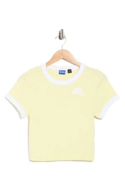 Hugo Boss Boss Dalia Cropped Cotton T-shirt In Yellow