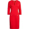 Hugo Boss Boss Dalmar Split Neck Dress In Goji Berry