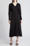 Hugo Boss Daniki Long Sleeve A-line Dress In Black
