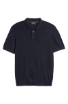 Hugo Boss Boss Camel Darco Rib Silk & Cotton Polo In Dark Blue