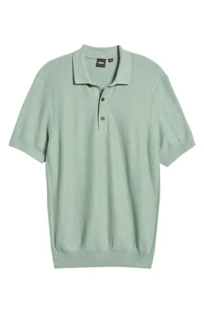 Hugo Boss Boss Daremo Cotton Blend Polo Sweater In Open Green