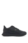 Hugo Boss Black Leather Sports Sneakers With Strap For Men In Blue