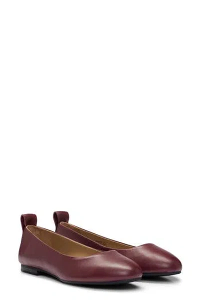 Hugo Boss Boss Dasy Ballet Flat In Burgundy