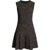 Hugo Boss Boss Datana Sleeveless Stripe Tweed Fit & Flare Dress In Striped Tweed