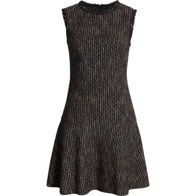 Hugo Boss Boss Datana Sleeveless Stripe Tweed Fit & Flare Dress In Open Misc