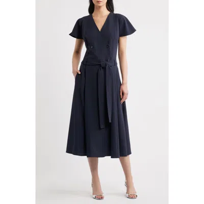 Hugo Boss Boss Datrena Trench Midi Dress In Blue