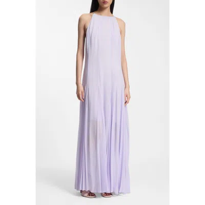 Hugo Boss Womens Open Purple Sleeveless Pleated Woven Maxi Dress