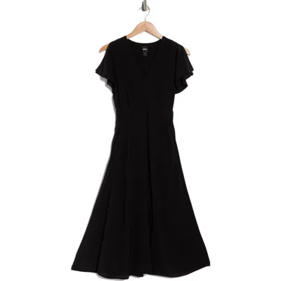 Hugo Boss Boss Dawarina Short Sleeve Silk Fit & Flare Dress In Black
