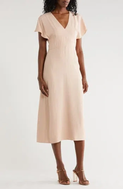 Hugo Boss Boss Dawinga Flutter Maxi Dress In Gold