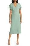 Hugo Boss Boss V-neck Dress In Cool Green