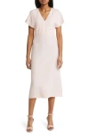 Hugo Boss Plain Below-knee Dress In Pink Cream