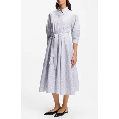 Hugo Boss Boss Debeca Cotton Poplin Midi Shirtdress In Gray
