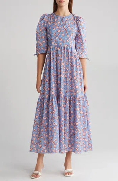 Hugo Boss Boss Debest Floral Maxi Dress In Blue/red Red Ditsy Floral