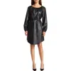 Hugo Boss Faux-leather Belted Dress In Black