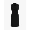 Hugo Boss Sleeveless Notched-lapel Mini Dress In Black