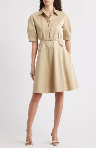 Hugo Boss Boss Delaurena Stretch Cotton Shirtdress In Med Bge