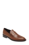 Hugo Boss Derrek Leather Loafer In Medium Brown