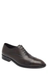 Hugo Boss Italian-made Leather Oxford Shoes With Branding In Dark Brown