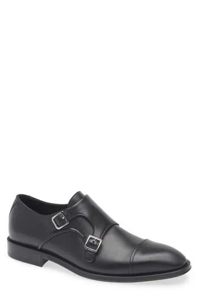 Hugo Boss Boss Derrek Double Monk Strap Cap Toe Shoe In Black