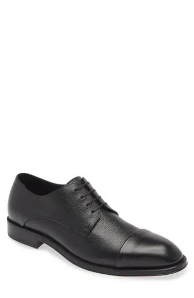 Hugo Boss Boss Derrek Pebbled Cap Toe Derby In Black